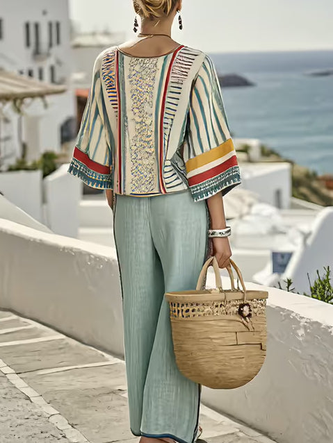 Women'S Loose Printed Pants Set