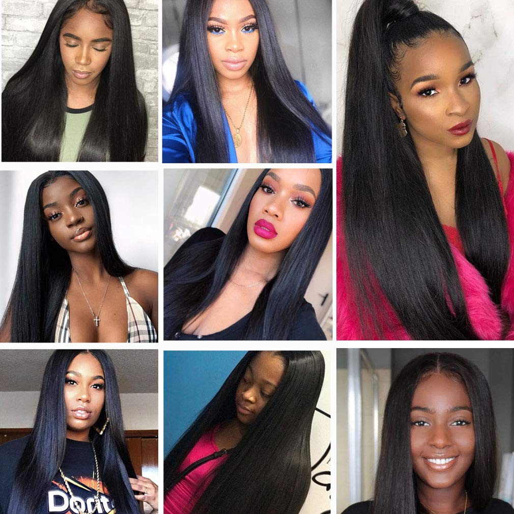 13x4 Lace Front Human Hair Wig, Straight Wig Natural Color, 150 Density