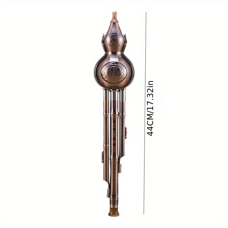 Chinese Traditional Gourd Flute - Durable Copper Plated Metal, Comes With Portable Gift Box And Chinese Knot, Suitable For Music Enthusiasts, C Bb Tone, Perfect For Gift Giving