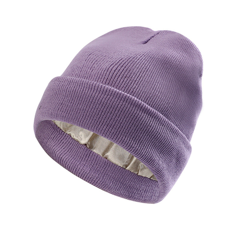 Women's Protective Hairstyle Warm Knitted Colored Hat Wool Hat Fashion Warm Knitted Wool Hat