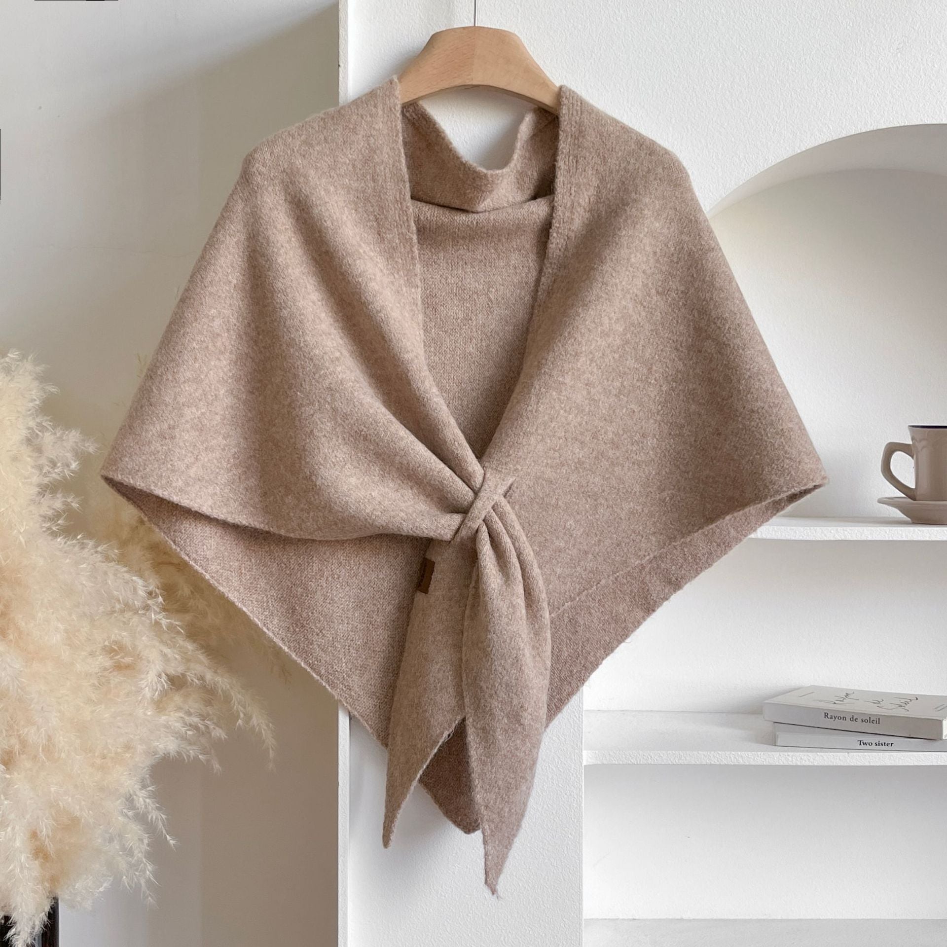 Winter Triangular Shawl INS Solid Color Soft Thickened Knitted Neck Wrap Korean Version Warm Shawl For Women