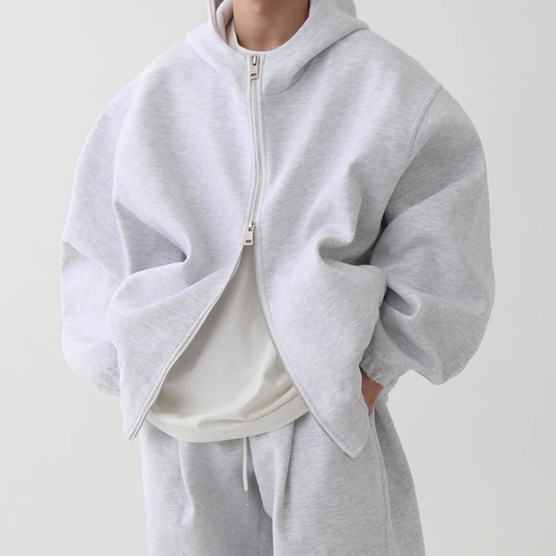 Autumn Double-Zipper Lazy-Style Hoodie Set