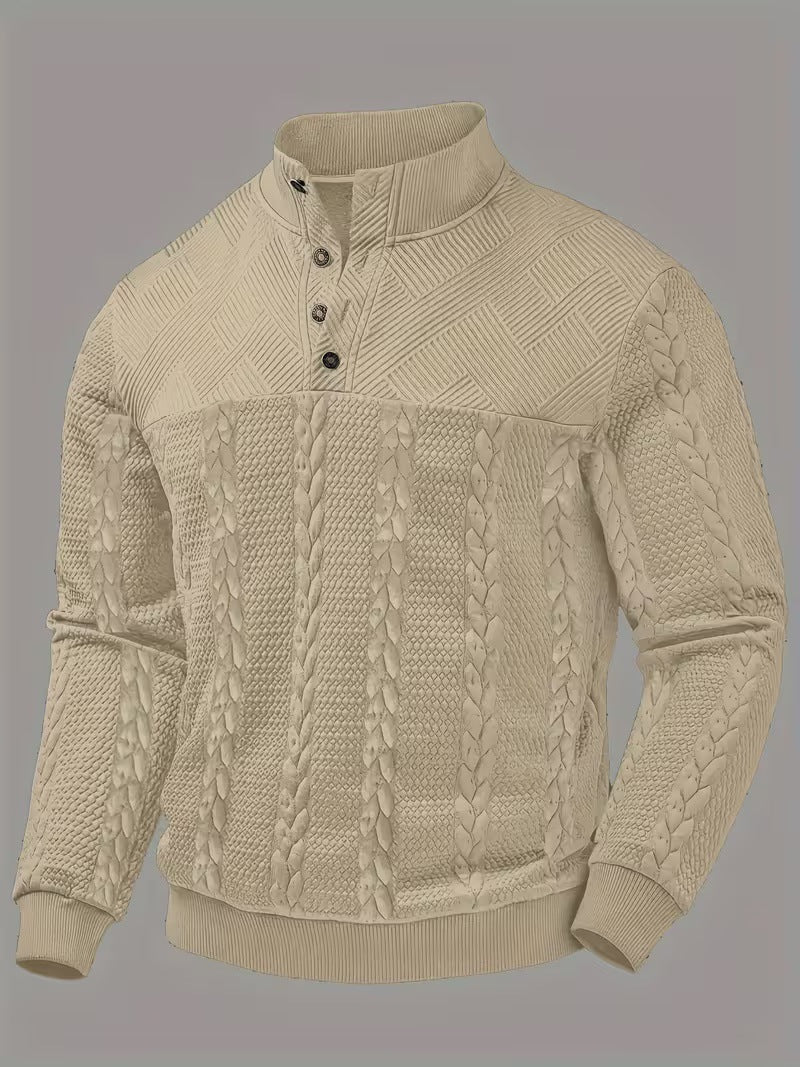 Retro Casual Stand-up Collar Four-button Pullover Hoodie