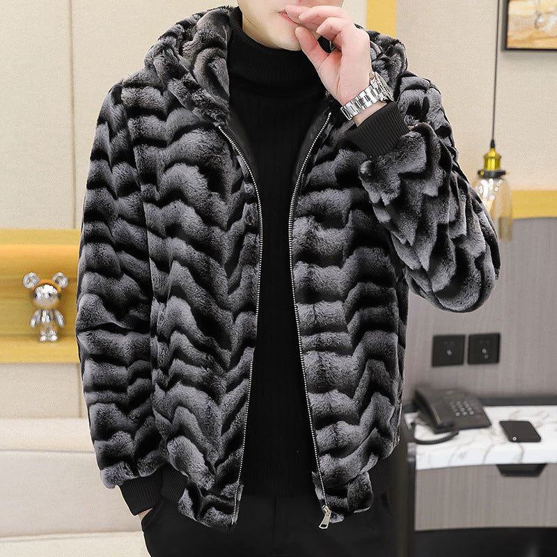 Men's Hooded Fur Coat With Mink Fur