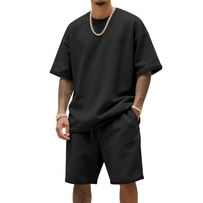 Mens Loose-Fit Summer Sports Short-Sleeve Suit