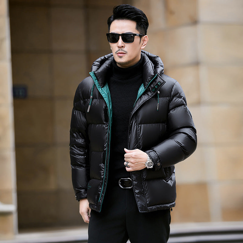 Mens Premium 90 White Duck Down Puffer Jacket With A Hood