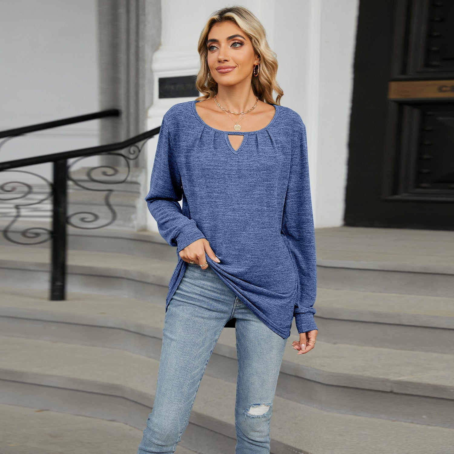 Solid Color Loose Long Sleeve T-shirt Fashion Casual Tops For Women Clothing