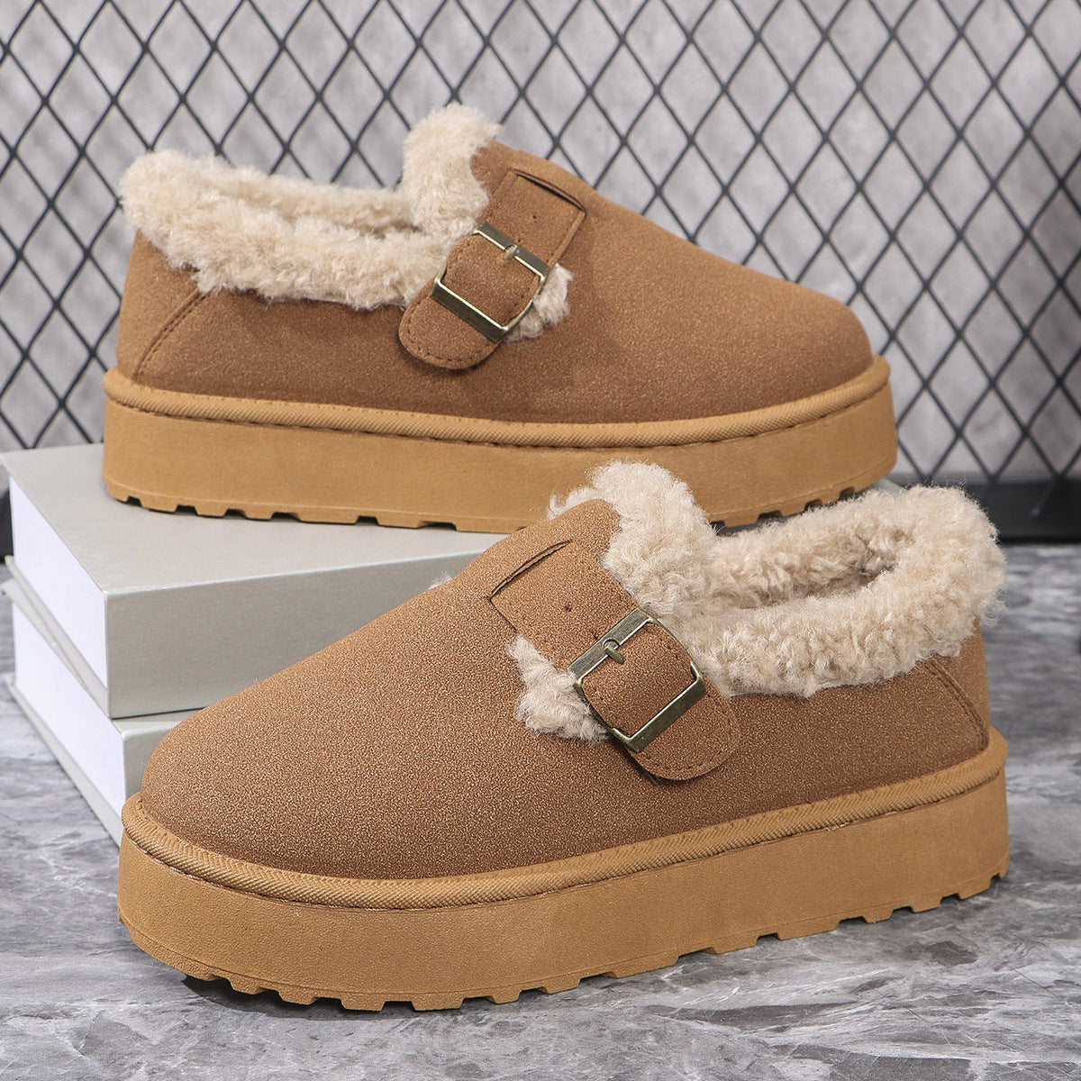 Women's Plus-size Snow Boots With Plush Lining And Thick Soles