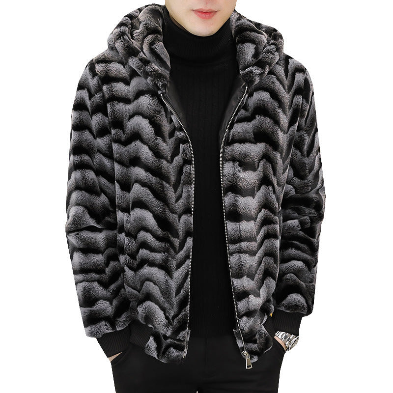 Men's Hooded Fur Coat With Mink Fur