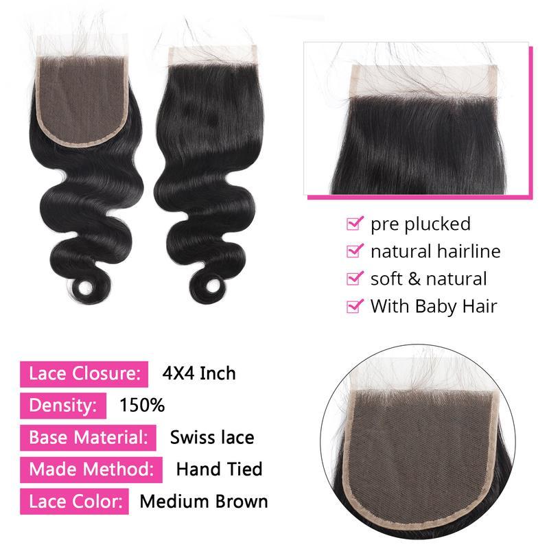 Glueless Body Wave Human Hair Bundles For Daily Wear10A Virgin Remy Hair Weave Soft & Thick Natural BlackHuman Hair Extensions 24 Inches