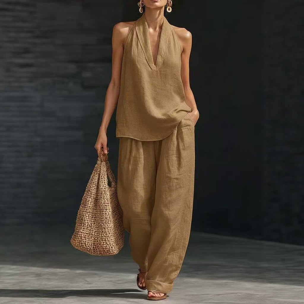 Casual Wide-Leg Pants Two-Piece Set Fashionable Trendy Style