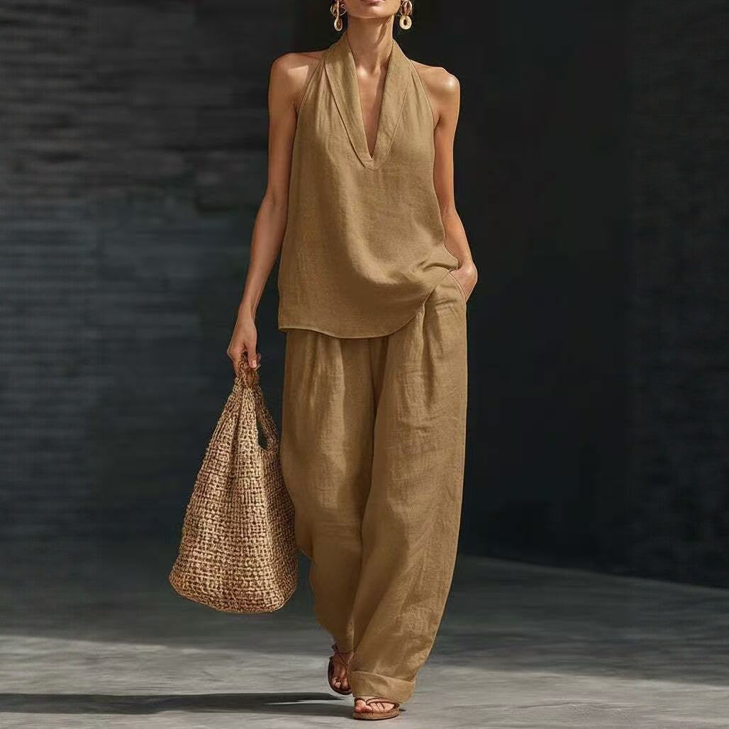 Casual Wide-Leg Pants Two-Piece Set Fashionable Trendy Style