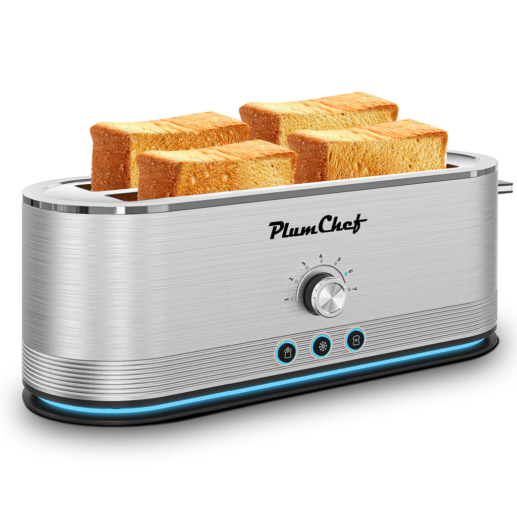 4-Slice Toaster, 7 Settings, Defrost, Reheat, Removable Crumb Tray, Full Body Stainless Steel Housing, Anti-Fingerprint, Anti-Jam, 1350W, Silver