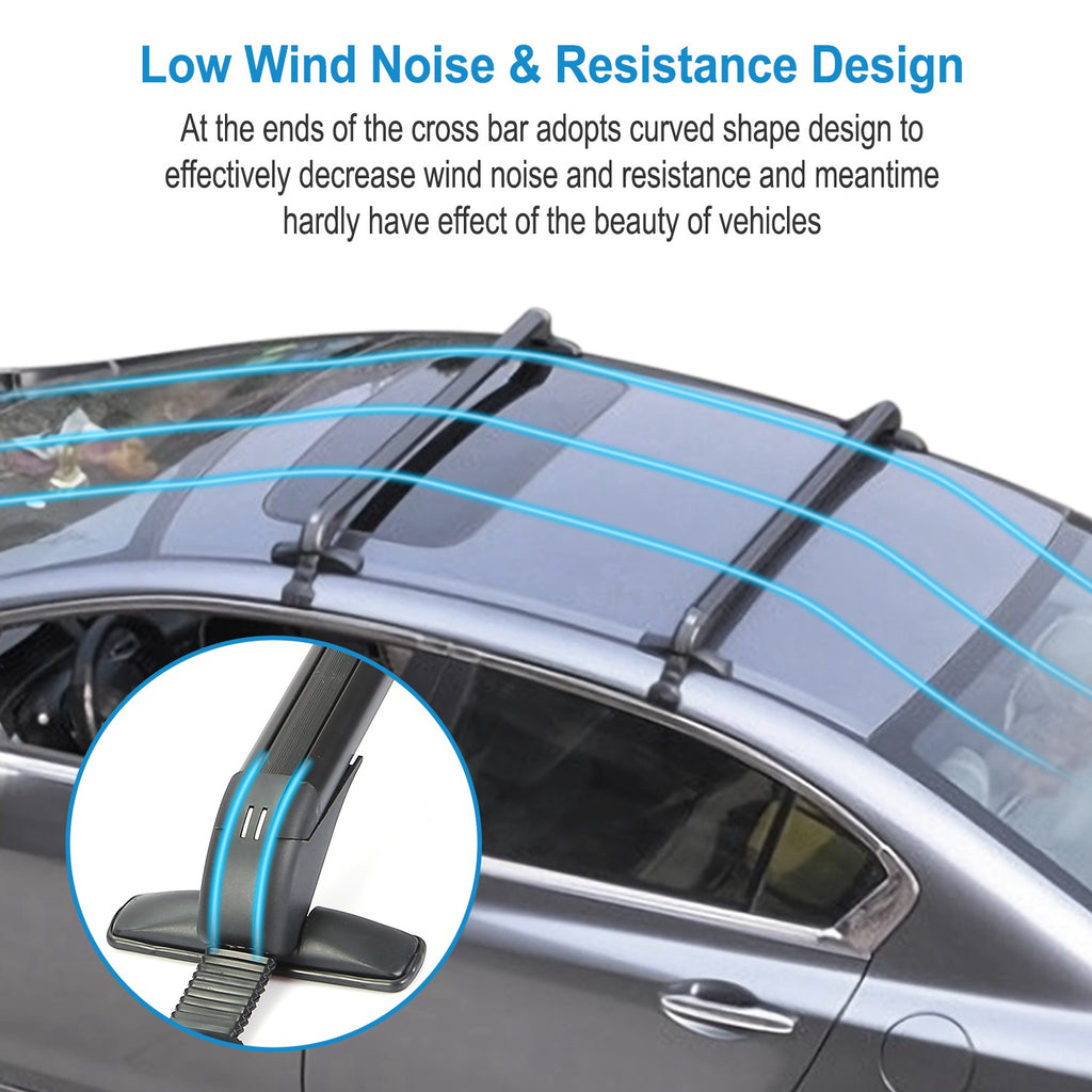 2PCS Universal 110cm 43-inch Car Roof Rack Cross Bar With Anti-Theft Lock Adjustable Window Frame For Bike Kayak Cargo Luggage
