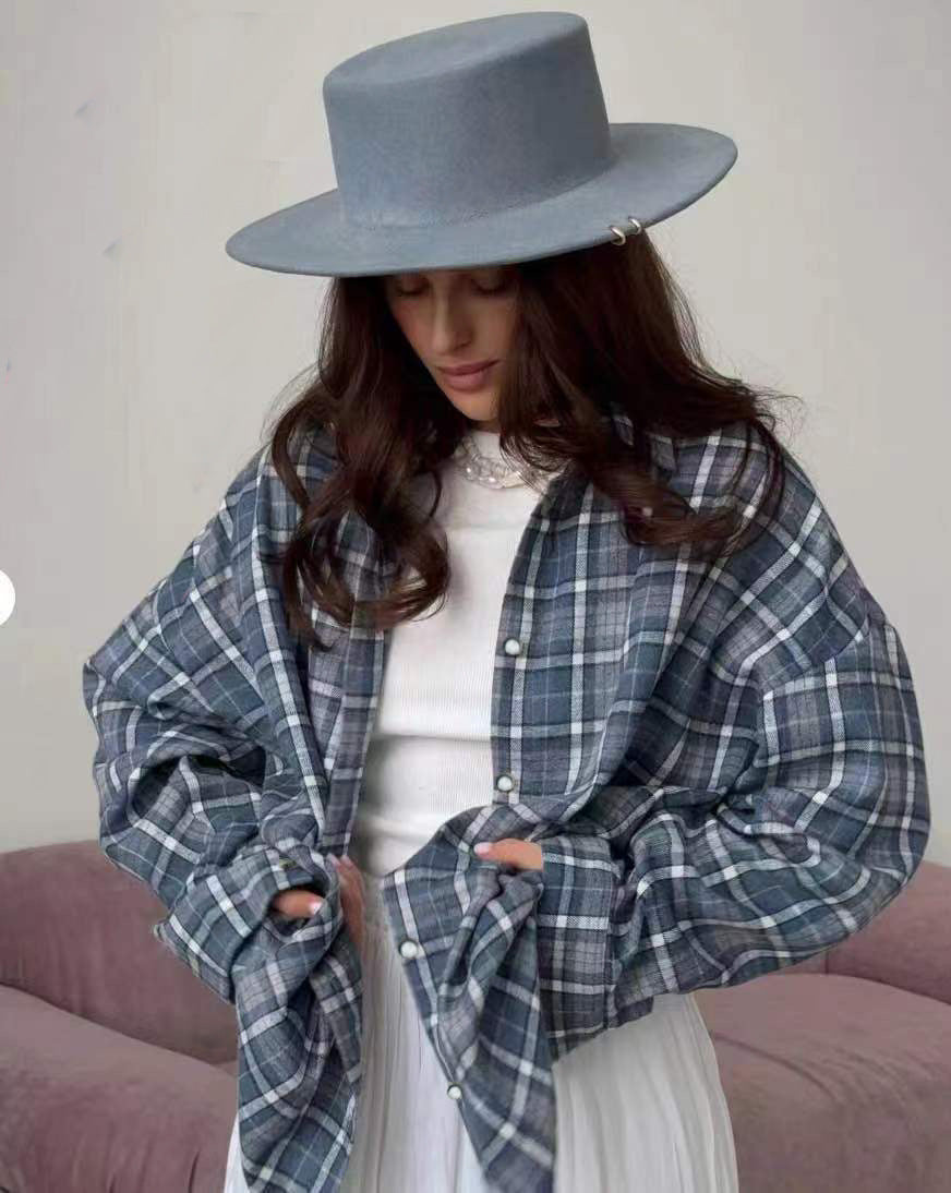 Retro Style Versatile Loose Plaid Long Sleeve Shirt