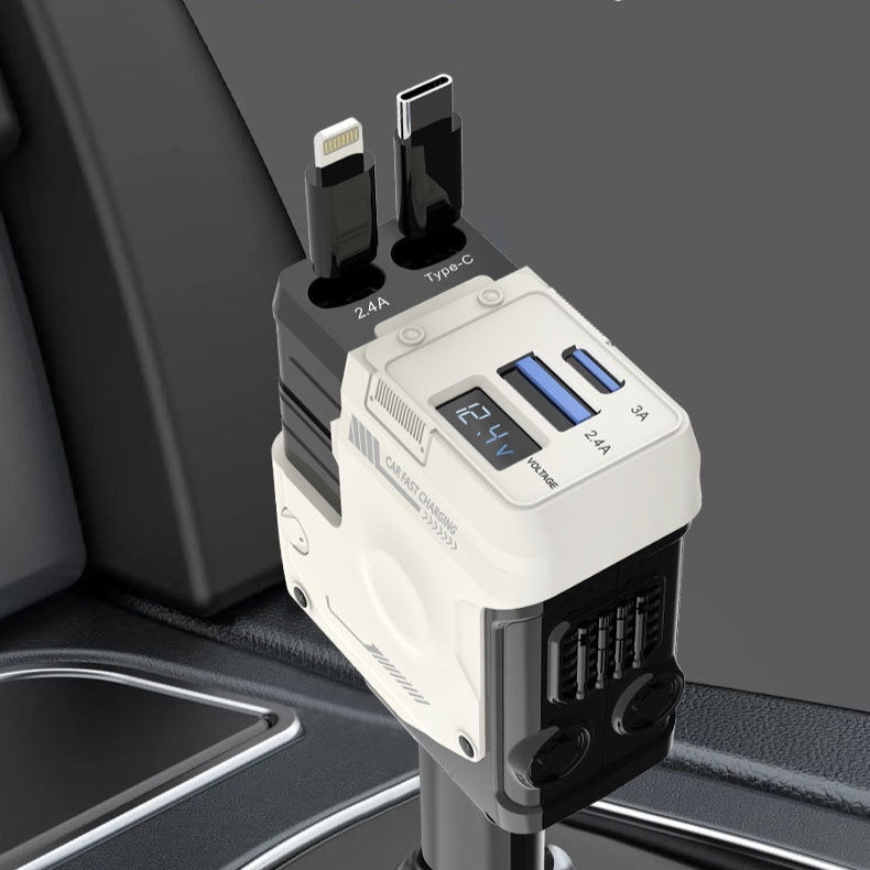 Car Charger Fast Charging And Retractable Four-in-one Cigarette Lighter