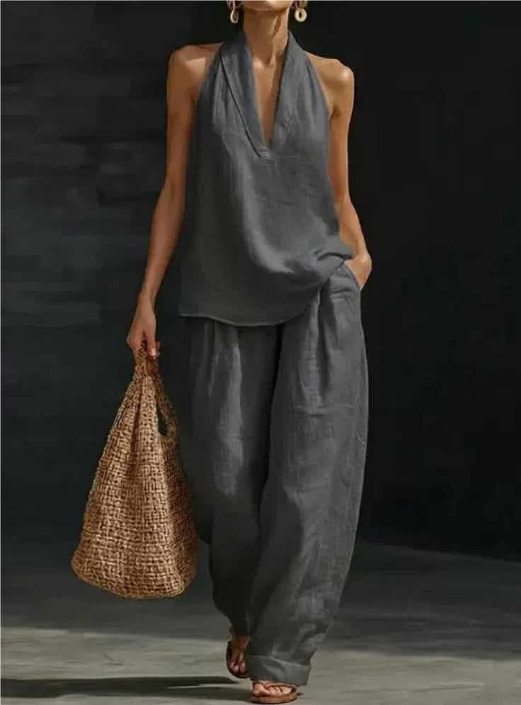 Casual Wide-Leg Pants Two-Piece Set Fashionable Trendy Style