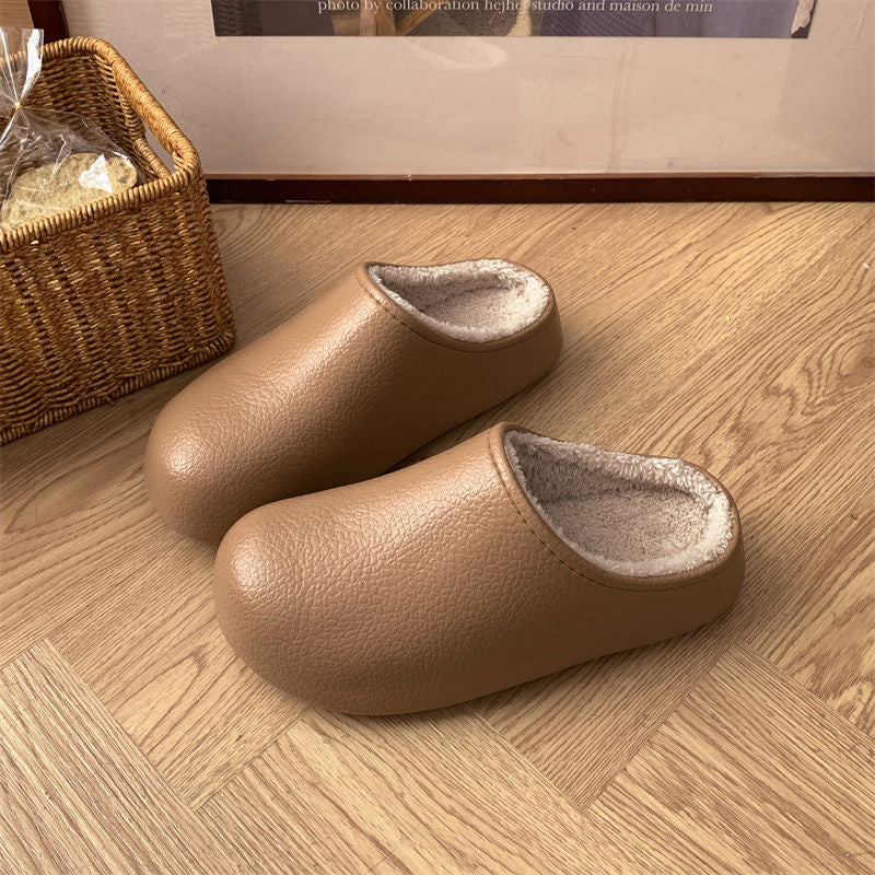 Non Slip Closed Toe Thick Soled Height Increasing Insulated Cotton Slippers