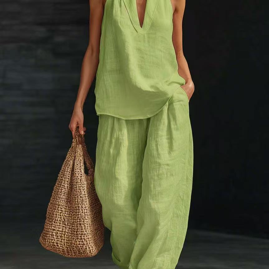 Casual Wide-Leg Pants Two-Piece Set Fashionable Trendy Style