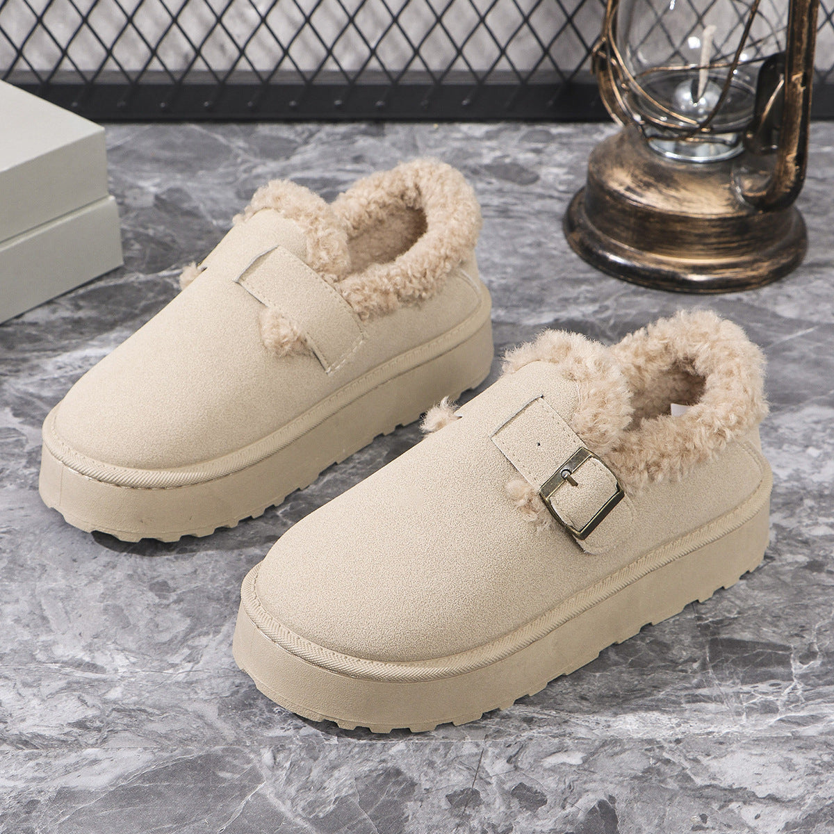 Women's Plus-size Snow Boots With Plush Lining And Thick Soles