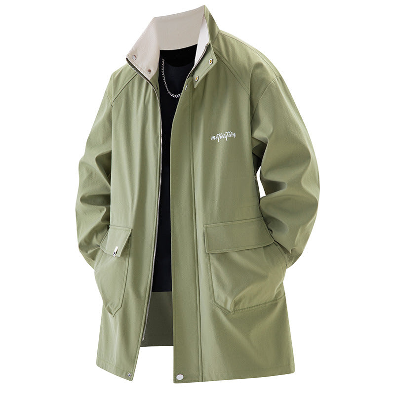 Men's Plus-Size Mid-Length Casual Trench Coat