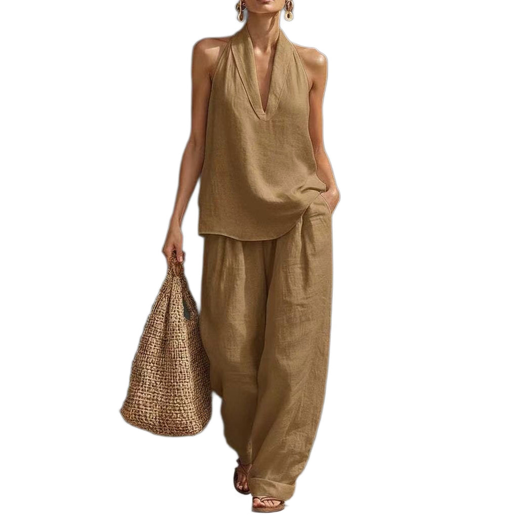 Casual Wide-Leg Pants Two-Piece Set Fashionable Trendy Style