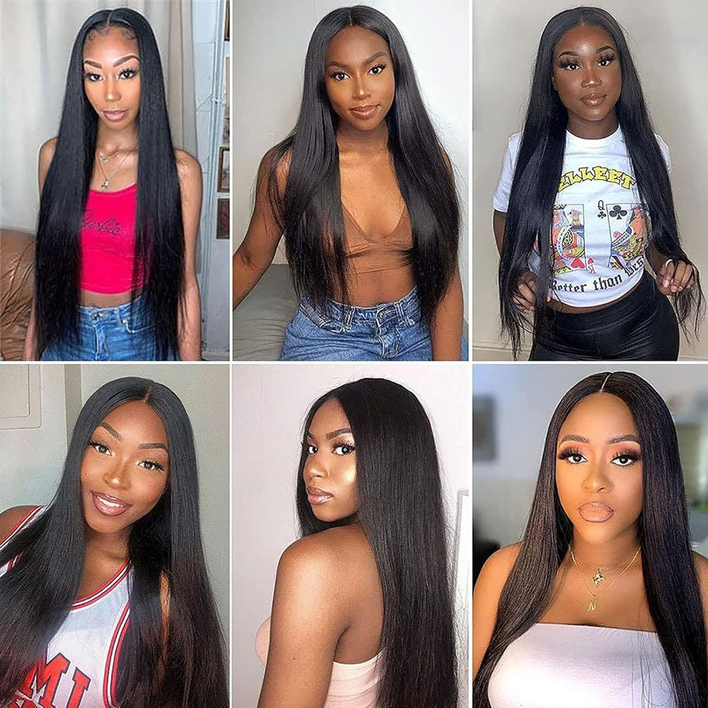 4x4 Lace Closure Human Hair Wig, Straight Wig Natural Color, 150 Percent Density